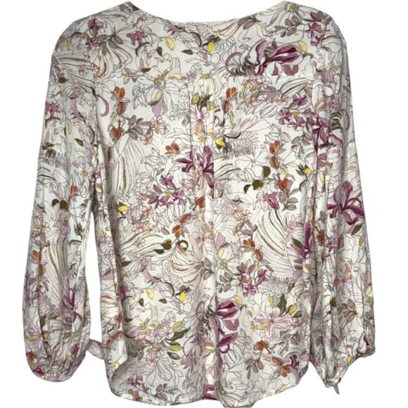Maeve by Anthropologie Pernille Floral 3/4 Sleeve V-Neck Blouse Size XS Romantic - Picture 4 of 6